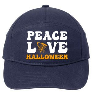 Funny Halloween Disc Golf Costume Peace Love Halloween Great Gift 7-Panel Snapback Hat