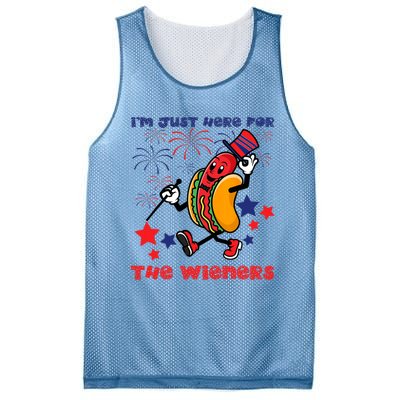 Funny Hot Dog I'm Just Here For The Wieners 4Th Of July Mesh Reversible Basketball Jersey Tank