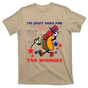 Funny Hot Dog I'm Just Here For The Wieners 4Th Of July T-Shirt