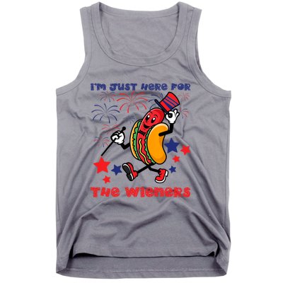 Funny Hot Dog I'm Just Here For The Wieners 4Th Of July Tank Top