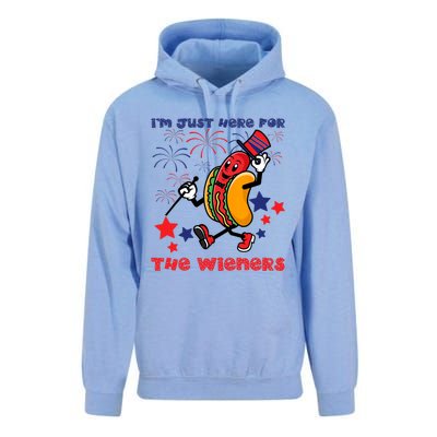 Funny Hot Dog I'm Just Here For The Wieners 4Th Of July Unisex Surf Hoodie