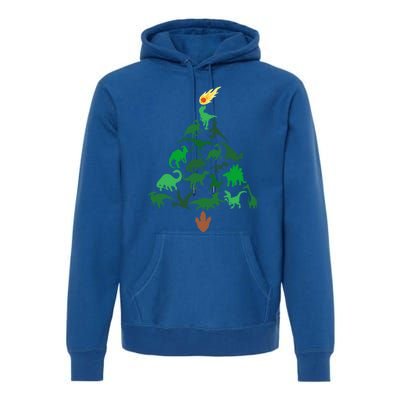 Funny Holyday Dinosaur Merry Christmas Tree Dino Pj Gift Premium Hoodie