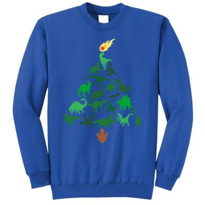 Funny Holyday Dinosaur Merry Christmas Tree Dino Pj Gift Tall Sweatshirt