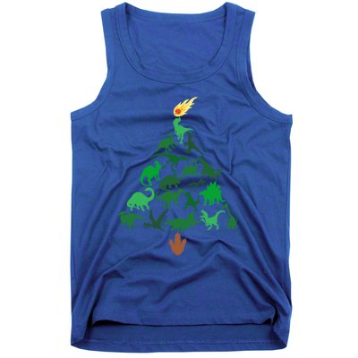 Funny Holyday Dinosaur Merry Christmas Tree Dino Pj Gift Tank Top