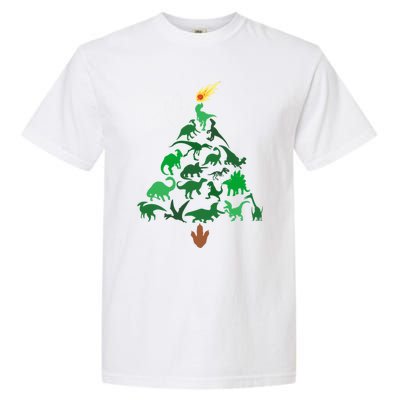 Funny Holyday Dinosaur Merry Christmas Tree Dino Pj Gift Garment-Dyed Heavyweight T-Shirt