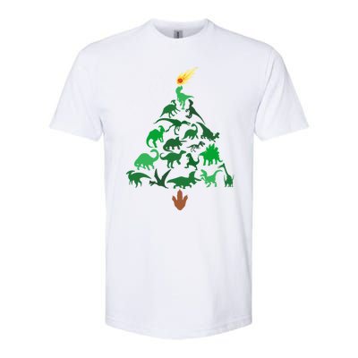 Funny Holyday Dinosaur Merry Christmas Tree Dino Pj Gift Softstyle CVC T-Shirt