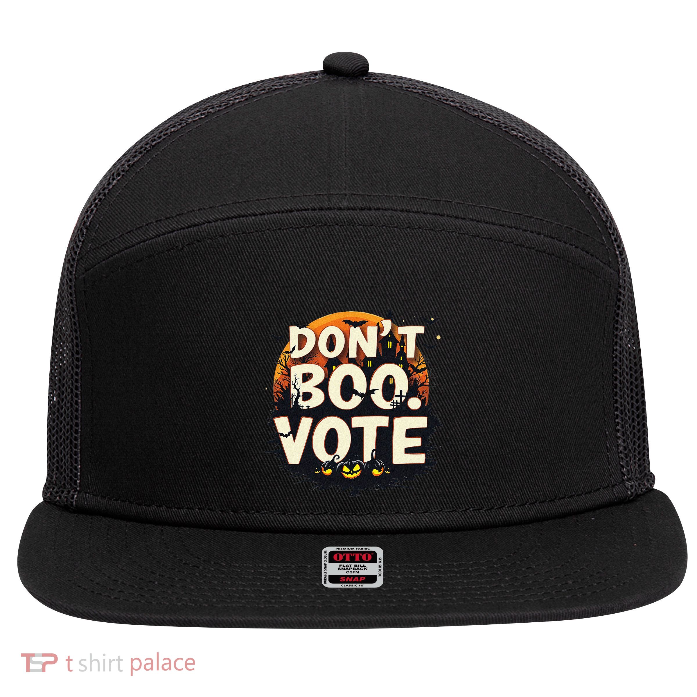 Funny Halloween DonT Boo Vote Spooky Pumpkin 7 Panel Mesh Trucker Snapback Hat