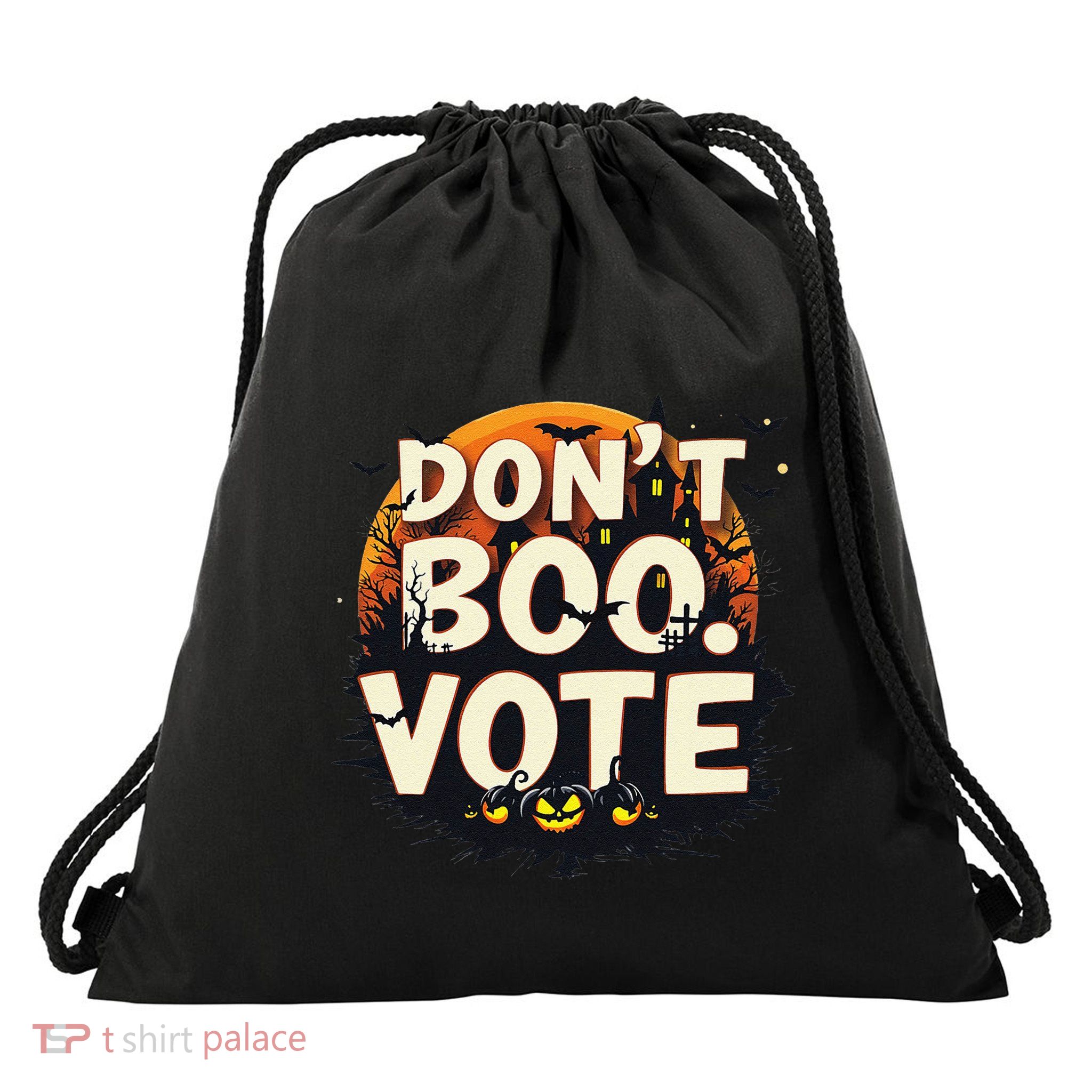Funny Halloween DonT Boo Vote Spooky Pumpkin Drawstring Bag
