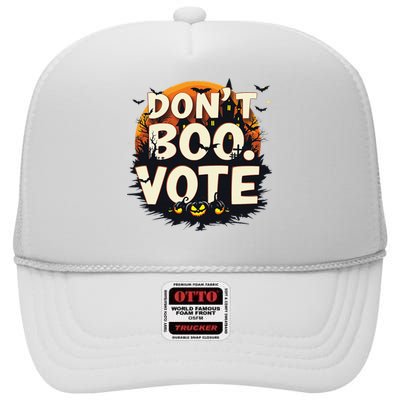 Funny Halloween DonT Boo Vote Spooky Pumpkin High Crown Mesh Back Trucker Hat