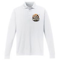 Funny Halloween DonT Boo Vote Spooky Pumpkin Performance Long Sleeve Polo