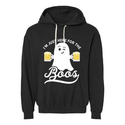 Funny Halloween Drinking Beer IM Just Here For The Boos Garment-Dyed Fleece Hoodie