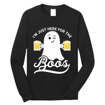 Funny Halloween Drinking Beer IM Just Here For The Boos Long Sleeve Shirt
