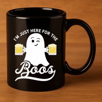 Funny Halloween Drinking Beer IM Just Here For The Boos 11oz C Handle Ceramic Mug