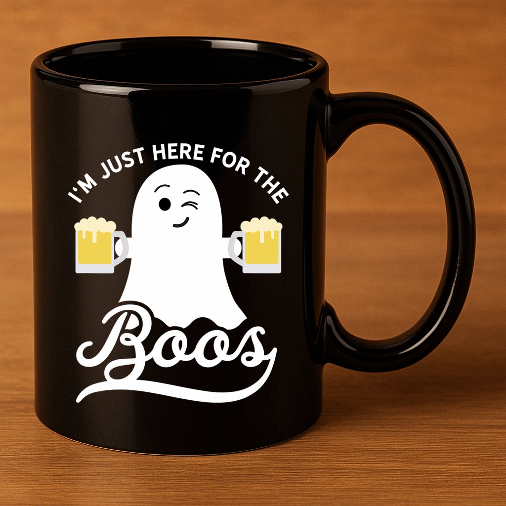 Funny Halloween Drinking Beer IM Just Here For The Boos 11oz C Handle Ceramic Mug