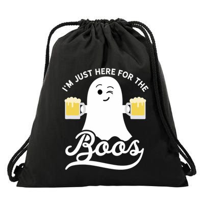 Funny Halloween Drinking Beer IM Just Here For The Boos Drawstring Bag