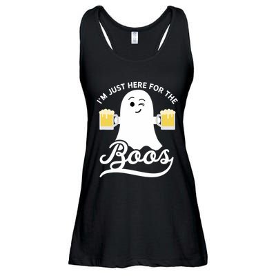 Funny Halloween Drinking Beer IM Just Here For The Boos Ladies Essential Flowy Tank