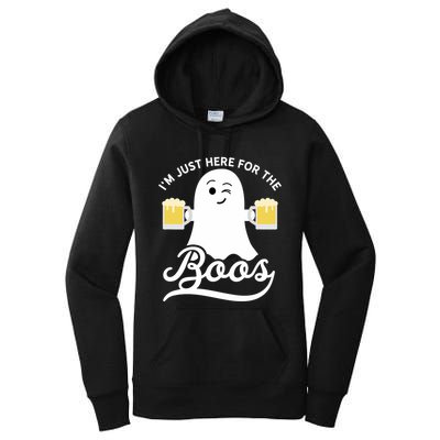 Funny Halloween Drinking Beer IM Just Here For The Boos Women's Pullover Hoodie