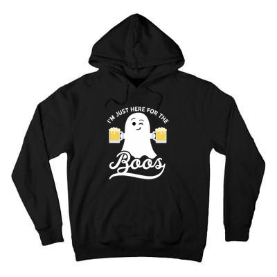 Funny Halloween Drinking Beer IM Just Here For The Boos Tall Hoodie