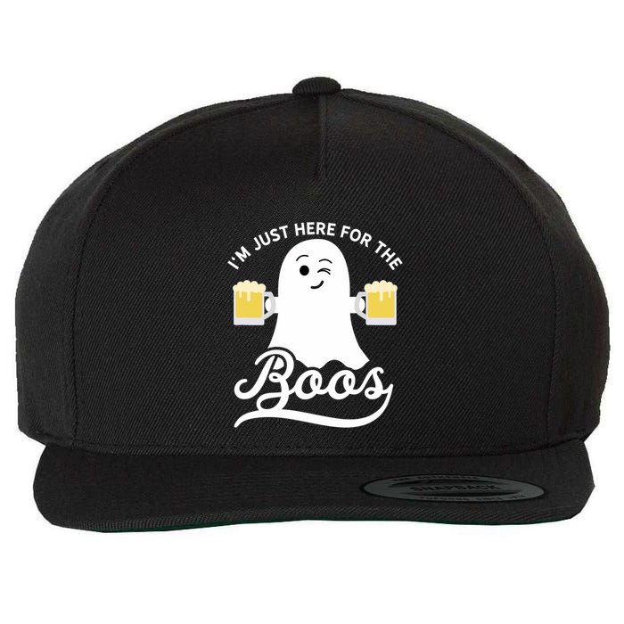 Funny Halloween Drinking Beer IM Just Here For The Boos Wool Snapback Cap