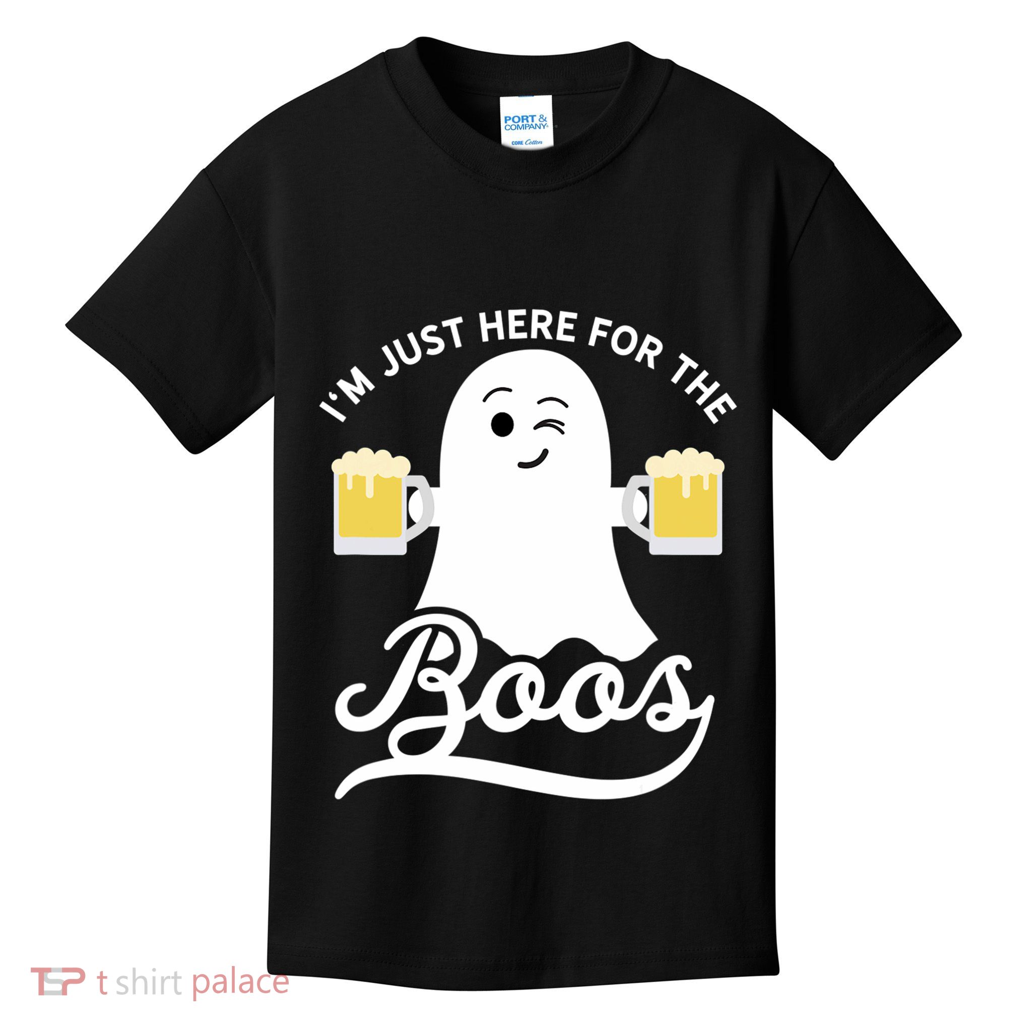 Funny Halloween Drinking Beer IM Just Here For The Boos Kids T-Shirt