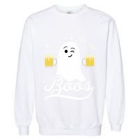 Funny Halloween Drinking Beer IM Just Here For The Boos Garment-Dyed Sweatshirt