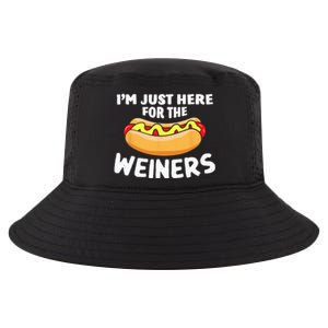 Funny Hot Dog I'm Just Here For The Wieners 4th Of July Cool Comfort Performance Bucket Hat