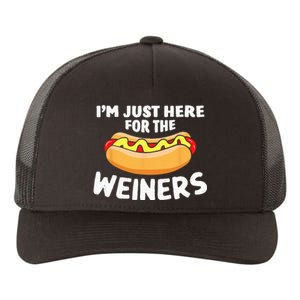 Funny Hot Dog I'm Just Here For The Wieners 4th Of July Yupoong Adult 5-Panel Trucker Hat