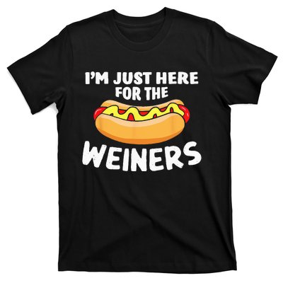 Funny Hot Dog I'm Just Here For The Wieners 4th Of July T-Shirt