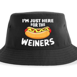 Funny Hot Dog I'm Just Here For The Wieners 4th Of July Sustainable Bucket Hat