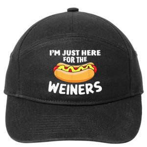 Funny Hot Dog I'm Just Here For The Wieners 4th Of July 7-Panel Snapback Hat