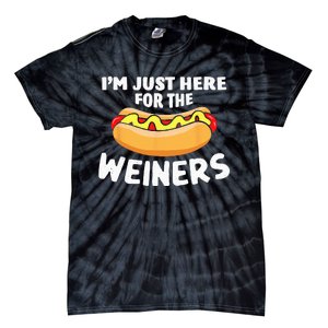 Funny Hot Dog I'm Just Here For The Wieners 4th Of July Tie-Dye T-Shirt