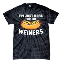 Funny Hot Dog I'm Just Here For The Wieners 4th Of July Tie-Dye T-Shirt