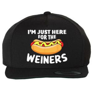 Funny Hot Dog I'm Just Here For The Wieners 4th Of July Wool Snapback Cap