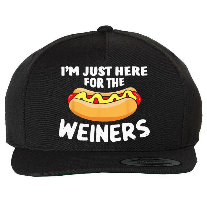 Funny Hot Dog I'm Just Here For The Wieners 4th Of July Wool Snapback Cap