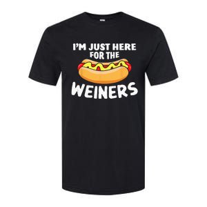 Funny Hot Dog I'm Just Here For The Wieners 4th Of July Softstyle CVC T-Shirt