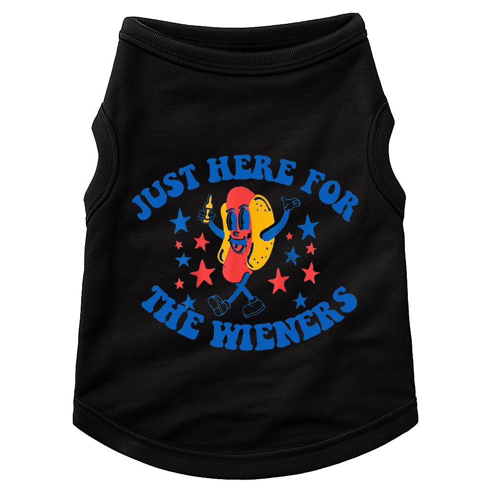 Funny Hot Dog Just Here For The Wieners 4Th Of July Doggie Tank