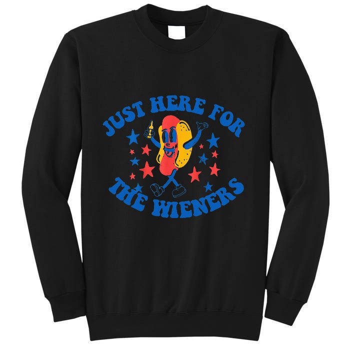 Funny Hot Dog Just Here For The Wieners 4Th Of July Sweatshirt