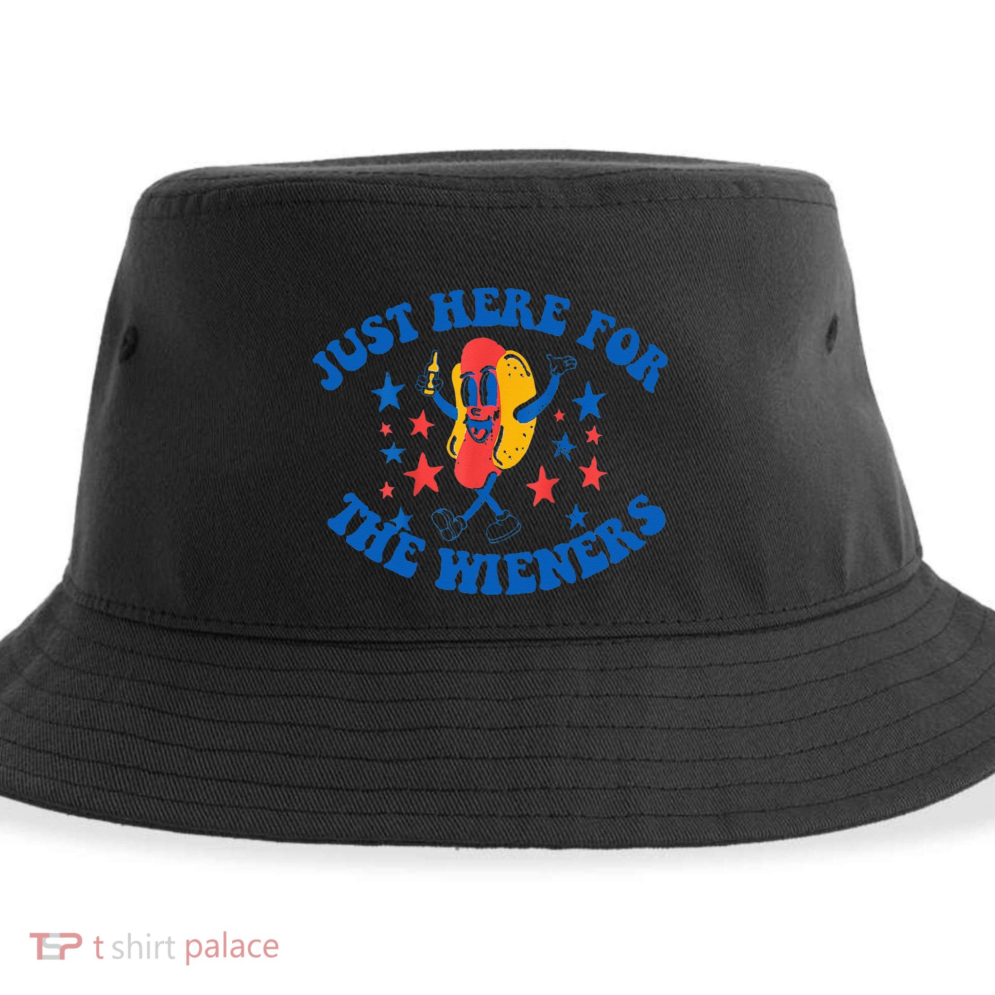 Funny Hot Dog Just Here For The Wieners 4Th Of July Sustainable Bucket Hat