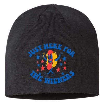 Funny Hot Dog Just Here For The Wieners 4Th Of July Sustainable Beanie