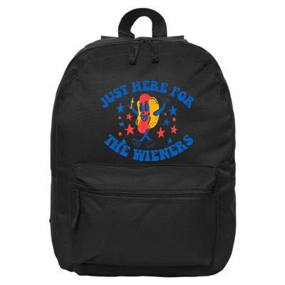 Funny Hot Dog Just Here For The Wieners 4Th Of July 16 in Basic Backpack