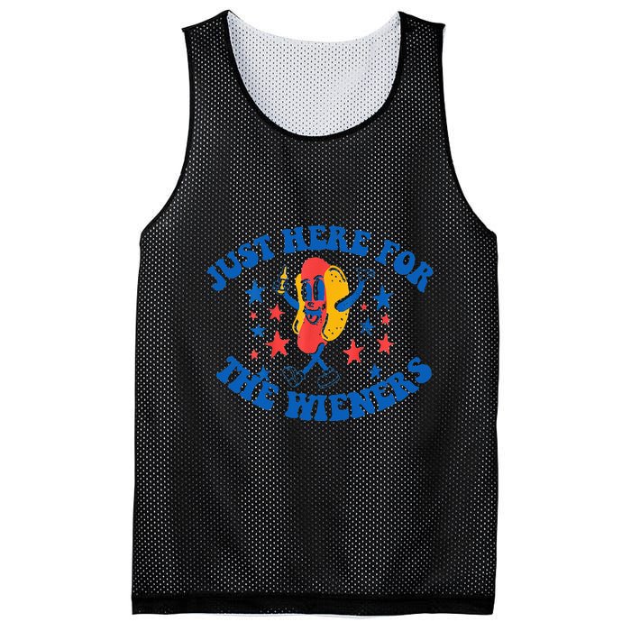 Funny Hot Dog Just Here For The Wieners 4Th Of July Mesh Reversible Basketball Jersey Tank