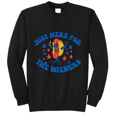 Funny Hot Dog Just Here For The Wieners 4Th Of July Tall Sweatshirt