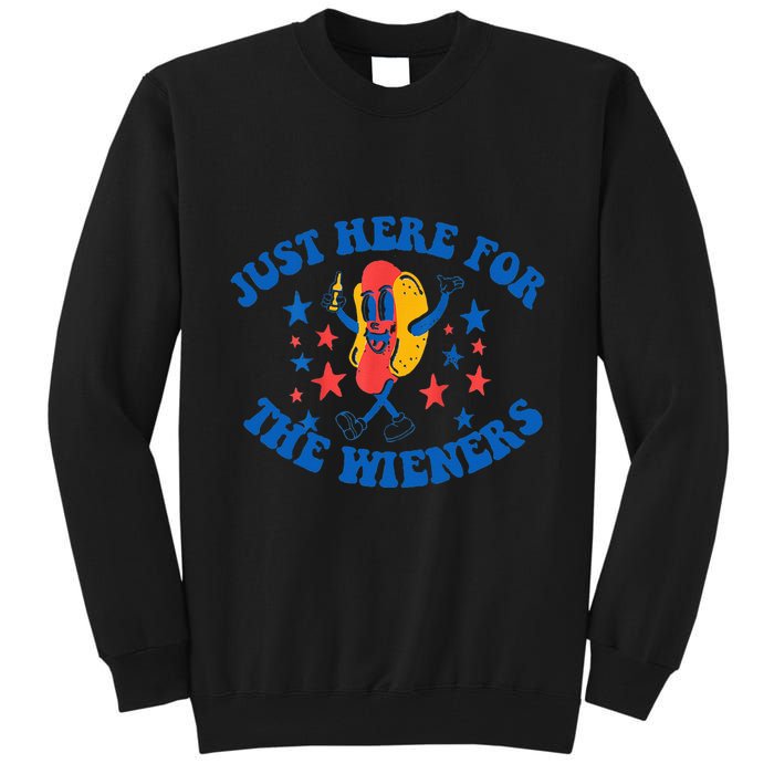 Funny Hot Dog Just Here For The Wieners 4Th Of July Tall Sweatshirt