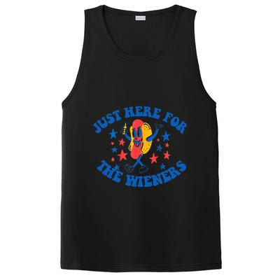 Funny Hot Dog Just Here For The Wieners 4Th Of July PosiCharge Competitor Tank