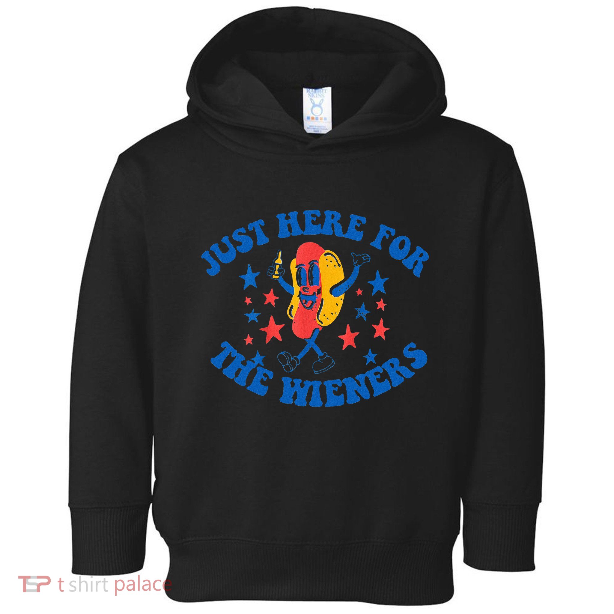 Funny Hot Dog Just Here For The Wieners 4Th Of July Toddler Hoodie