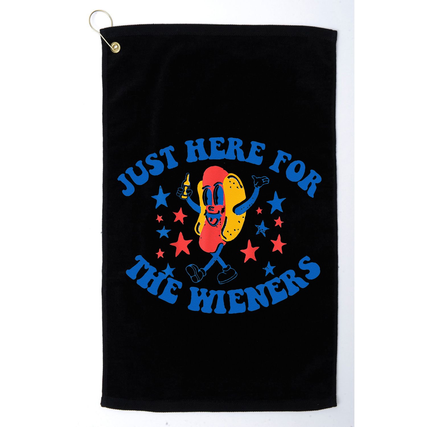 Funny Hot Dog Just Here For The Wieners 4Th Of July Golf Towel