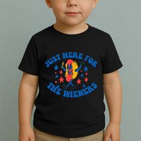 Funny Hot Dog Just Here For The Wieners 4Th Of July Toddler T-Shirt