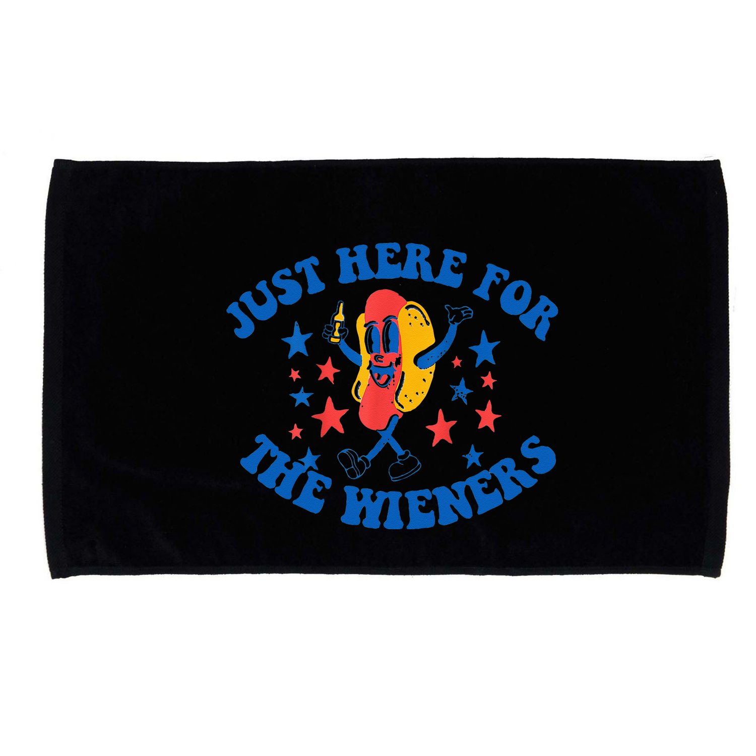 Funny Hot Dog Just Here For The Wieners 4Th Of July Microfiber Hand Towel