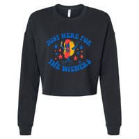 Funny Hot Dog Just Here For The Wieners 4Th Of July Cropped Pullover Crew