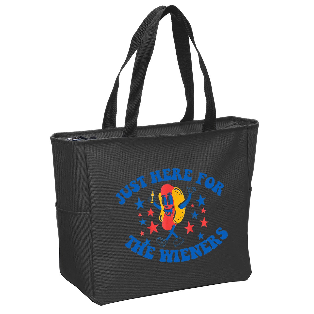 Funny Hot Dog Just Here For The Wieners 4Th Of July Zip Tote Bag